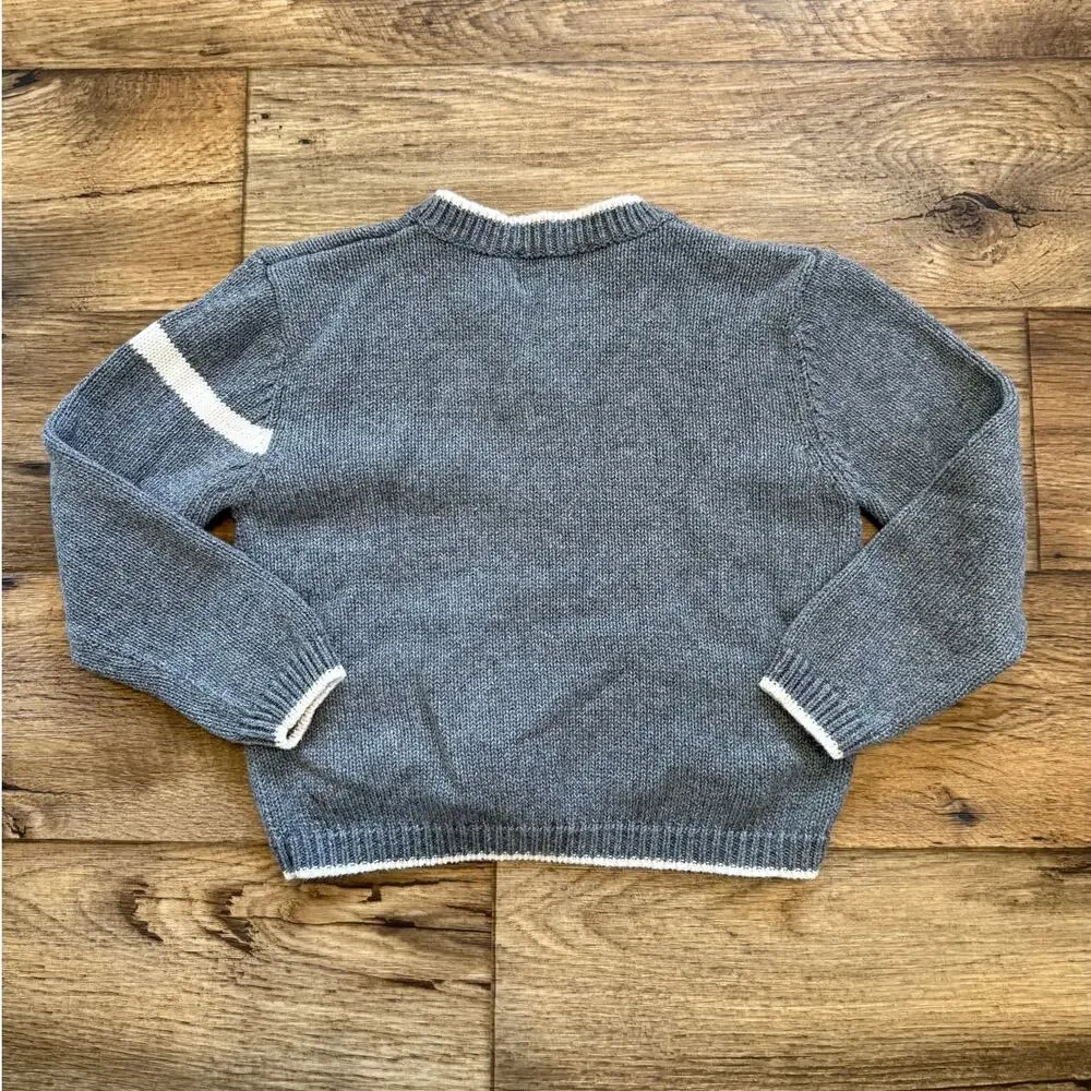 Vintage Kids Bowen & Wright Knit Gray Letterman Cardigan Sweater - Picture 4 of 4